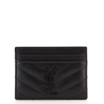Saint Laurent Classic Monogram Card Holder Matelasse Chevron Leather