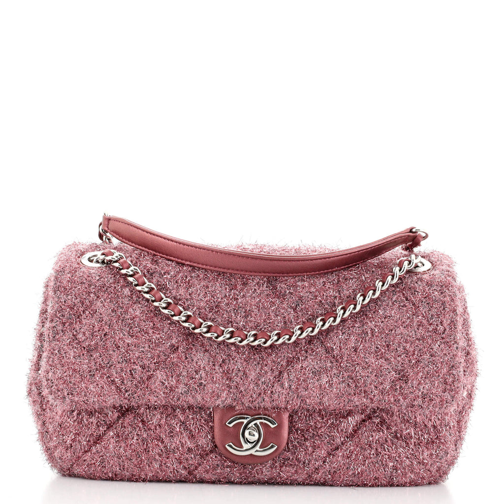 Chanel CC Chain Flap Bag Quilted Knit Pluto Glitter Medium Metallic 988991