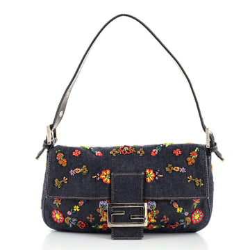 Fendi Baguette Bag Embellished Denim