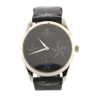 Gucci G-Timeless Bee Star Hologram Quartz Watch Stainless Steel and Leather 38