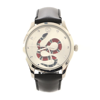 Gucci G-Timeless King Snake Quartz Watch Stainless Steel and Leather 38