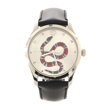 Gucci G-Timeless King Snake Quartz Watch Stainless Steel and Leather 38