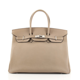Hermes Birkin Handbag Grey Togo with Palladium Hardware 35