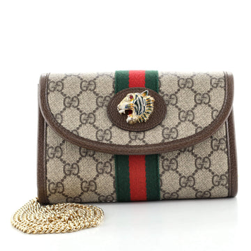 Gucci Rajah Web Chain Shoulder Bag GG Coated Canvas Mini