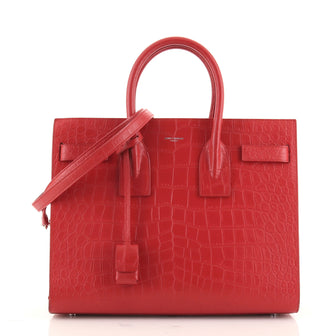 Saint Laurent Sac de Jour Bag Crocodile Embossed Leather Small