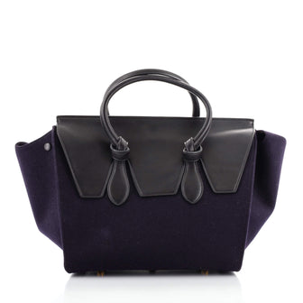 Celine Tie Knot Tote Leather and Felt Small