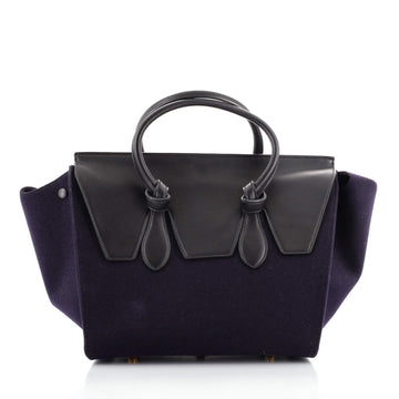 Celine Tie Knot Tote Leather and Felt Small