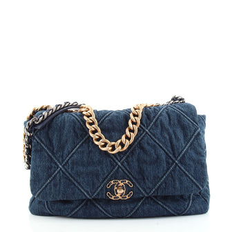Chanel Denim Maxi 19 Flap Bag - Blue Shoulder Bags, Handbags - CHA887710