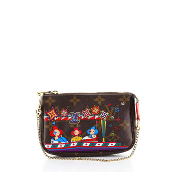 Louis Vuitton Pochette Accessoires Limited Edition Vivienne Xmas Monogram Canvas Mini