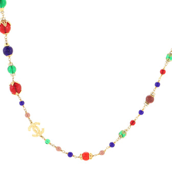 Chanel Multicolor CC Long Necklace Metal with Glass and Crystals