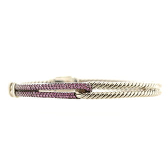 David Yurman Labyrinth Loop Bracelet Sterling Silver with Pink Sapphire