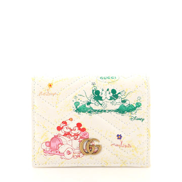 Gucci Disney GG Marmont Flap Card Case Printed Matelasse Leather