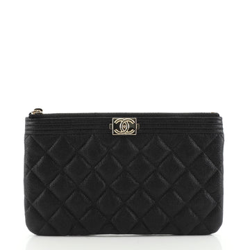 Chanel Boy Zip Pouch Quilted Caviar Small