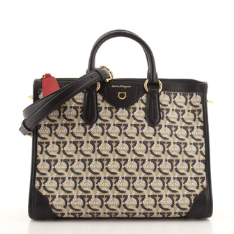 Salvatore Ferragamo Convertible Zip Tote Gancini Jacquard
