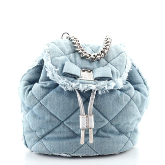 Salvatore Ferragamo Giuliette Backpack Quilted Denim