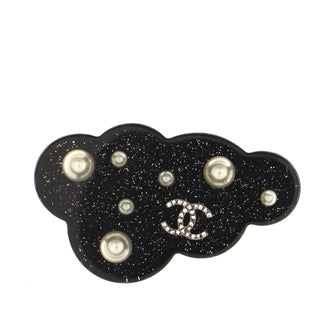 Chanel CC Cloud Brooch Glitter Resin with Faux Pearls and Crystals