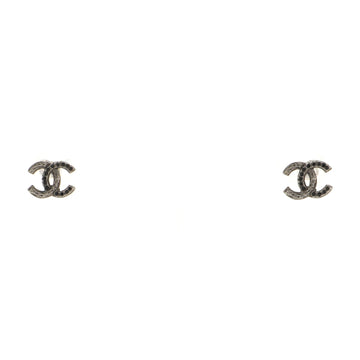 Chanel CC Stud Earrings Crystal Embellished Metal