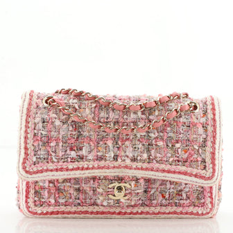 Chanel Classic Double Flap Bag Braided Quilted Tweed Medium