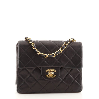Chanel Square Classic Single Flap Bag Quilted Lambskin Mini Auction
