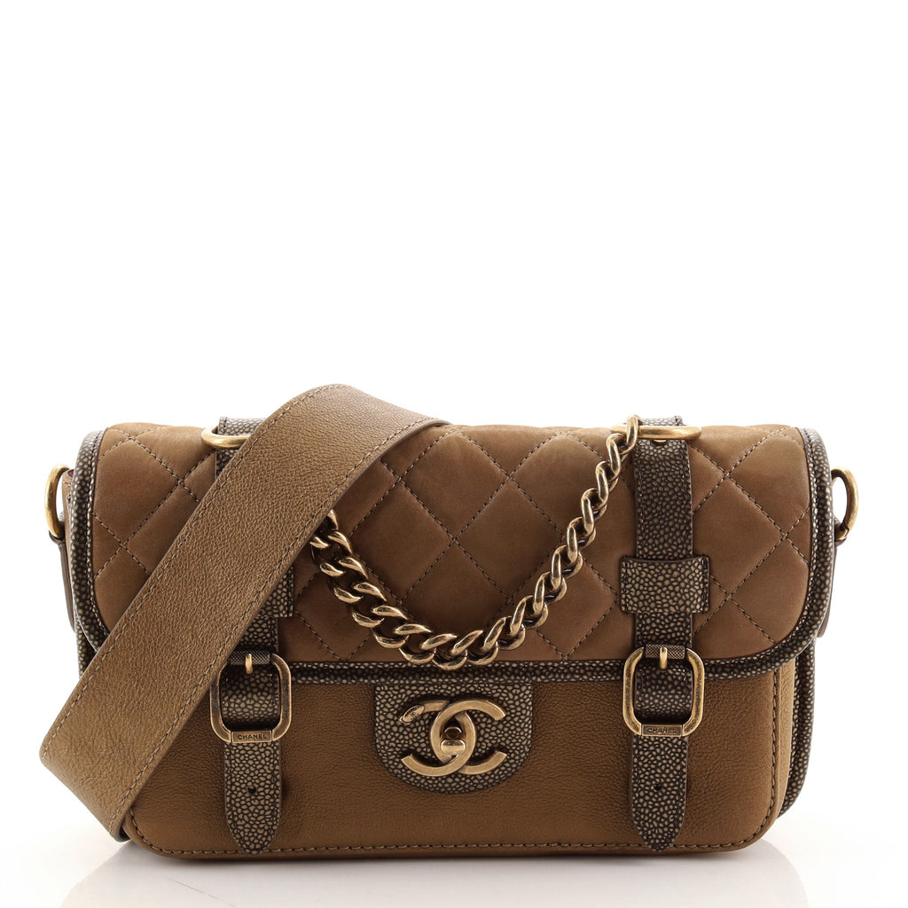 Chanel Paris-Bombay Back to School Messenger Quilted Iridescent Calfskin  Medium Brown 9933526