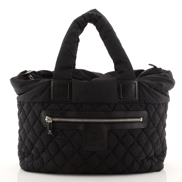 Chanel Coco Cocoon Zipped Tote Quilted Nylon Large Black 9933537