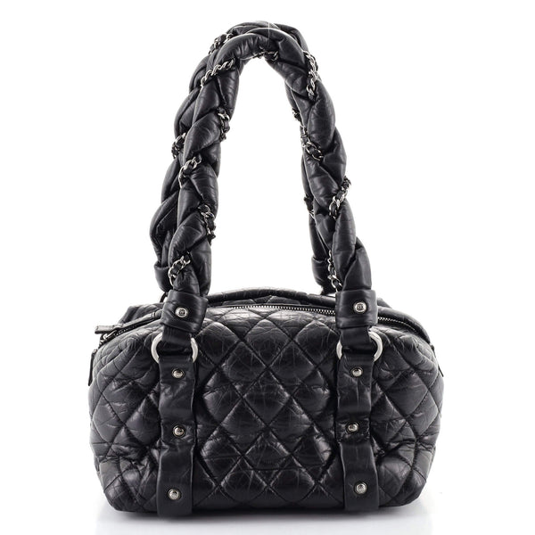 Chanel Lady Braid Bowler Bag Quilted Distressed Lambskin Small