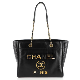 Chanel Deauville Tote Embellished Shiny Calfskin Small