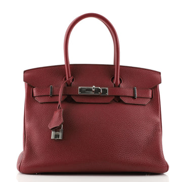 Hermes Birkin Handbag Red Togo with Palladium Hardware 30