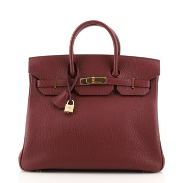 Hermes HAC Birkin Bag Red Fjord with Gold Hardware 32