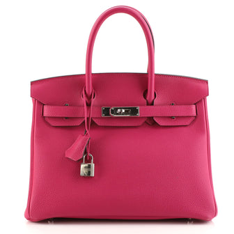 Hermes Birkin Handbag Pink Togo with Palladium Hardware 30