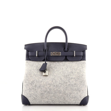 Hermes HAC Birkin Bag Todoo Wool and Blue Togo with Palladium Hardware 40