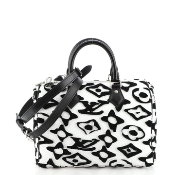 Louis Vuitton Speedy Bandouliere Bag Limited Edition Urs Fischer Tufted Monogram Canvas 25