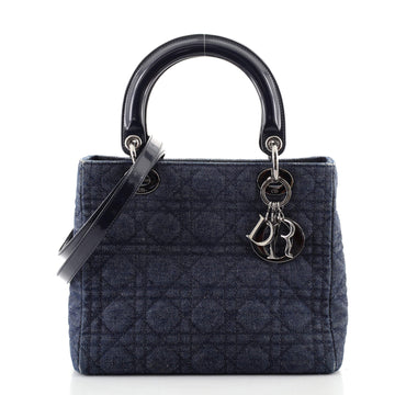 Christian Dior Vintage Lady Dior Bag Cannage Quilt Denim Medium
