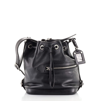 Prada Belted Drawstring Bucket Bag Calfskin Medium