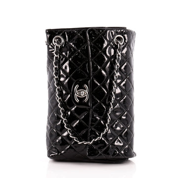 Chanel Upside Down Flap Bag Quilted Patent