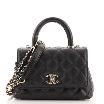 Chanel Coco Top Handle Bag Quilted Caviar Extra Mini