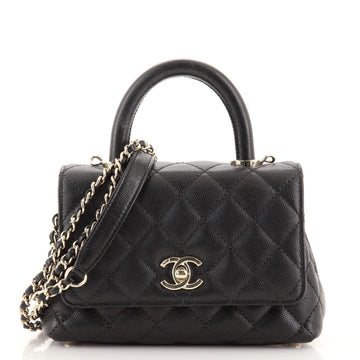 Chanel Coco Top Handle Bag Quilted Caviar Extra Mini