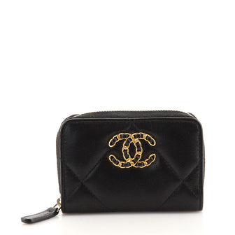 Chanel 19 Zip Coin Purse Quilted Lambskin