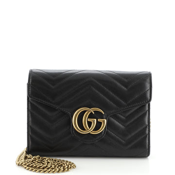 Gucci GG Marmont Chain Wallet Matelasse Leather Mini