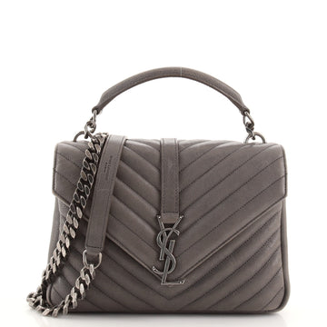 Saint Laurent Classic Monogram College Bag Matelasse Chevron Leather Medium