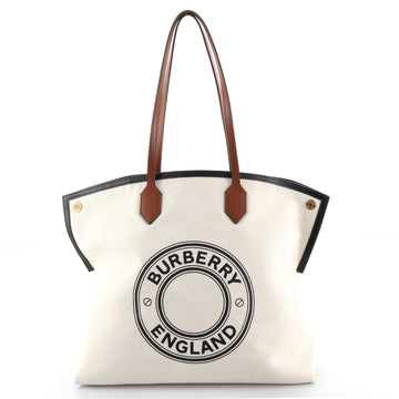 Burberry Logo Society Tote Printed Canvas Large