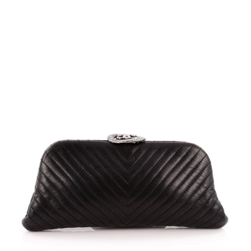 Chanel CC Clasp Clutch Chevron Lambskin Small