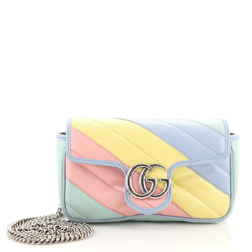 Gucci GG Marmont Flap Bag Diagonal Quilted Leather Super Mini