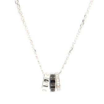 Cartier Love 3 Ring Pendant Necklace 18K White Gold and Ceramic with Diamonds
