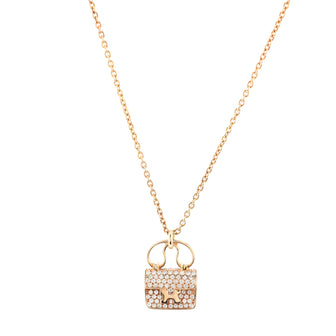 Hermes Constance Amulette Pendant Necklace 18K Rose Gold and Diamonds