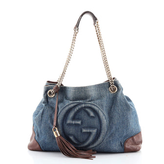Gucci Soho Chain Strap Shoulder Bag Denim Medium
