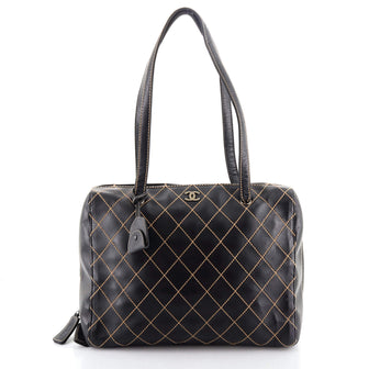 Chanel Surpique Boston Bag Quilted Leather XL