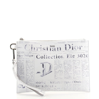 Christian Dior Daniel Arsham Zip Pouch Newspaper Print Leather