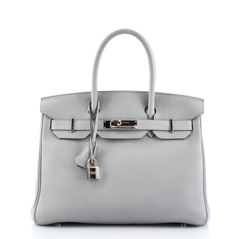 Hermes Birkin Handbag Blue Togo with Palladium Hardware 30