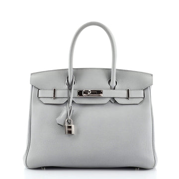 Hermes Birkin Handbag Blue Togo with Palladium Hardware 30